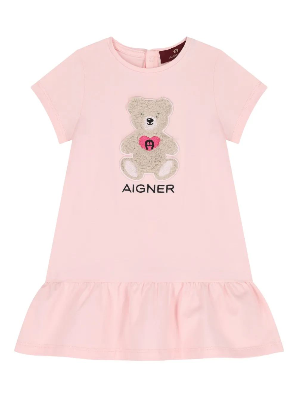 Aigner Kids teddy bear-appliqué ruffled dress | Pink | Image 1