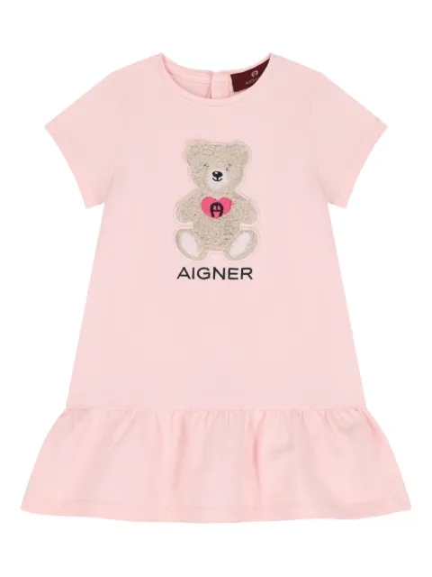Aigner Kids vestido con volantes y motivo de osito