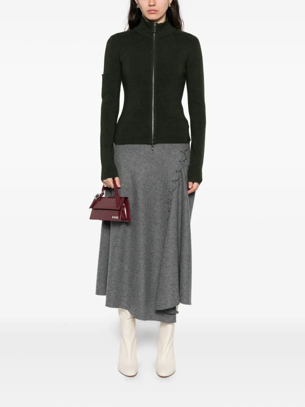 Victoria Beckham scalloped asymmetric skirt - Grijs
