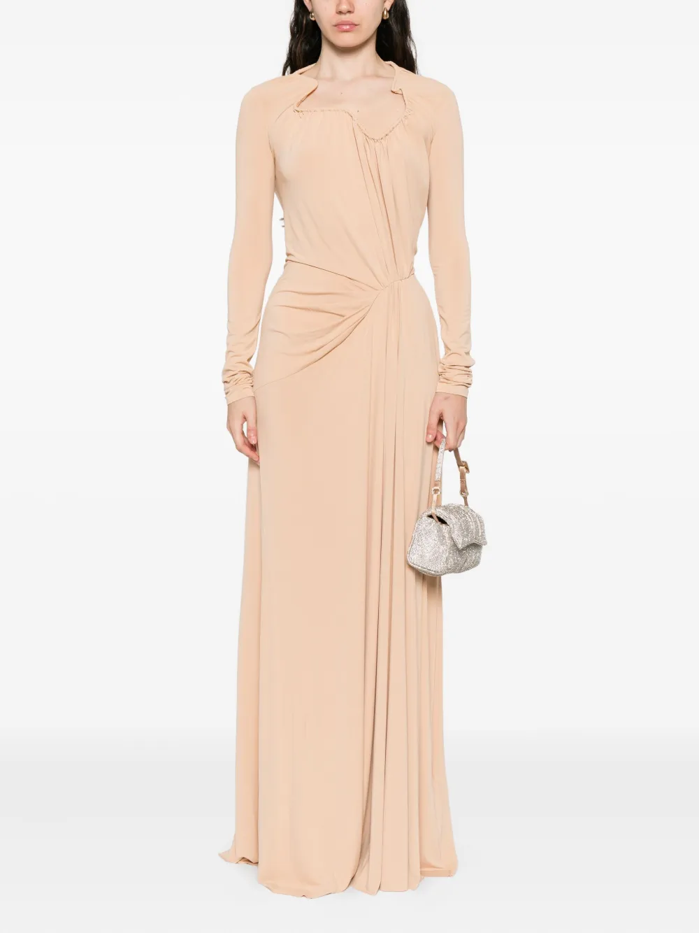 Victoria Beckham Maxi-jurk met gesmockt-detail - Beige