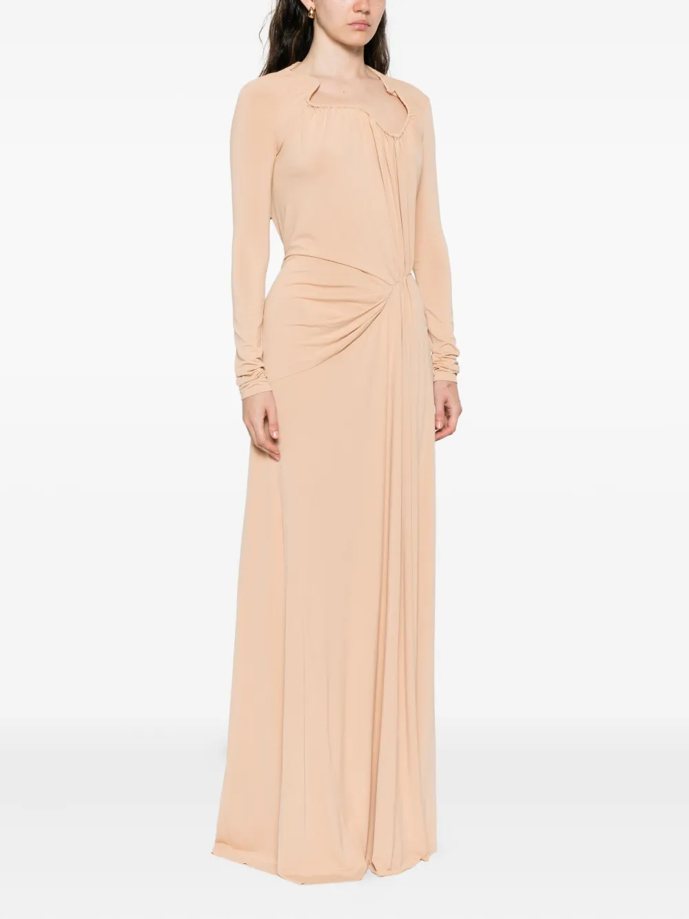 Victoria Beckham Maxi-jurk met gesmockt-detail Beige