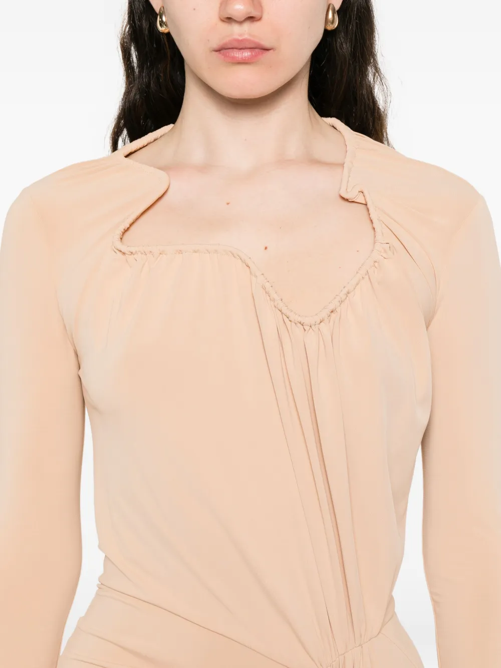 Victoria Beckham Maxi-jurk met gesmockt-detail Beige