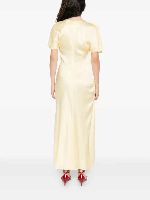 victoria beckham gold dress Victoria Beckham Draped Cowl-neck Dress