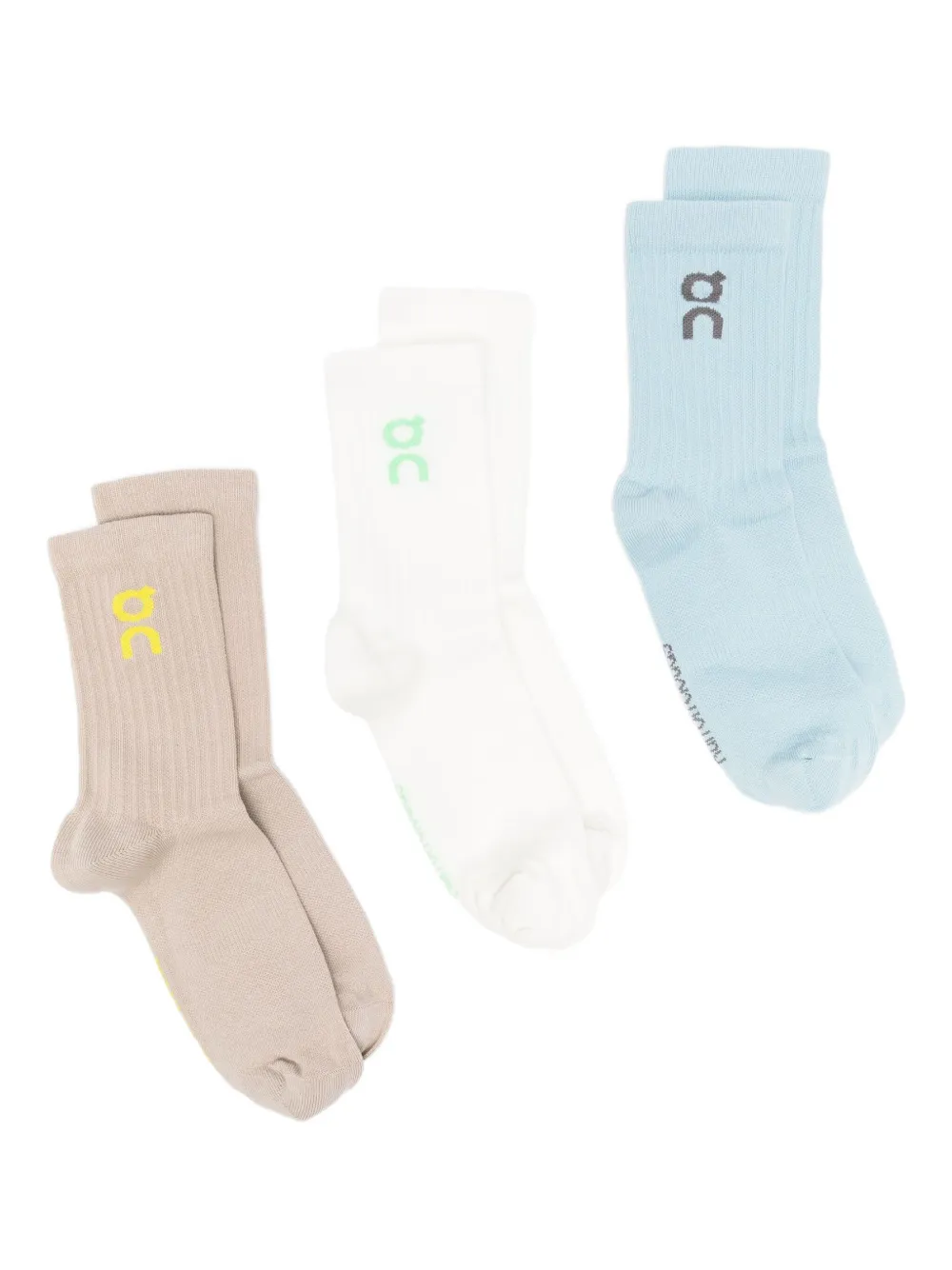 On Running Logo-embroidered Socks (pack Of 3) In Multi