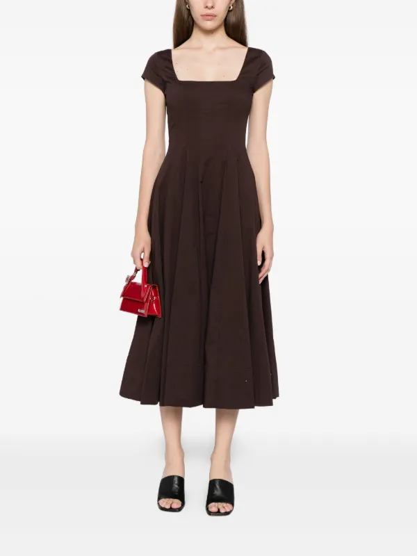 staud brown dress Staud Romy Dress In Cotton Poplin main image 0