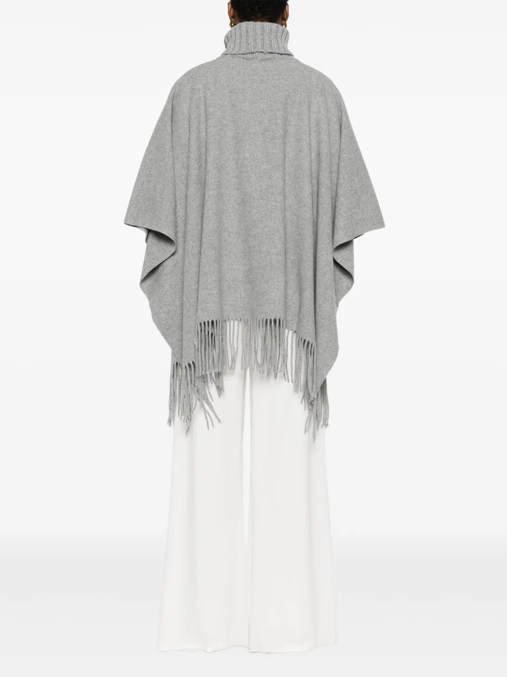 Fabiana Filippi Poncho met col en franje Grijs