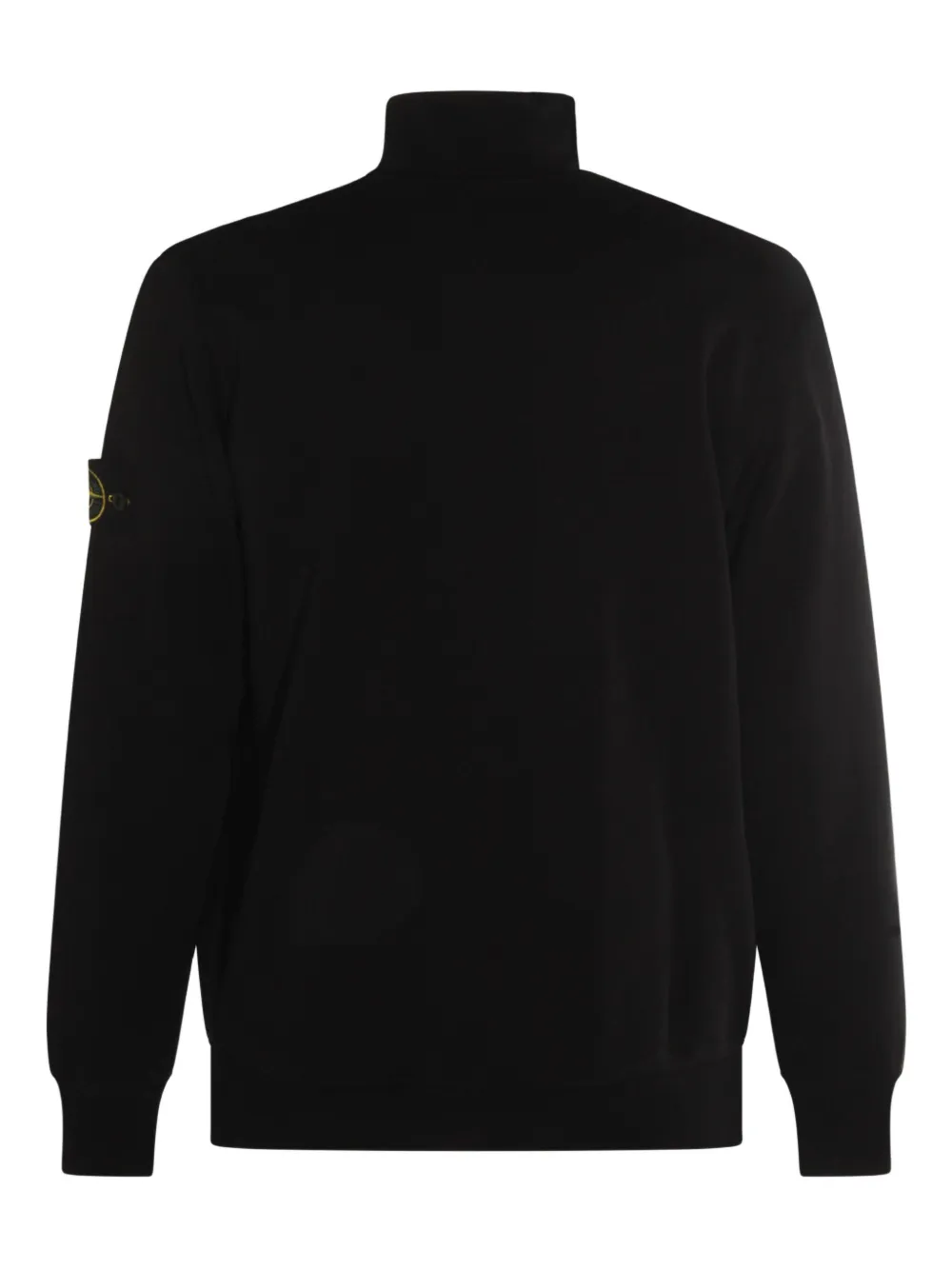 Stone Island High Collar Ribbed Cuffs Side Pockets Sweatshirt In Black