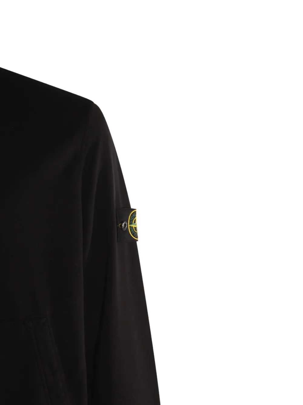 Stone Island High Collar Ribbed Cuffs Side Pockets Sweatshirt In Black