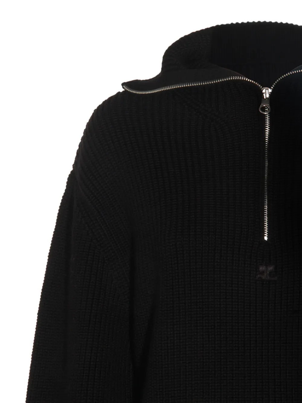 Courrèges Geribbelde trui met rits Zwart