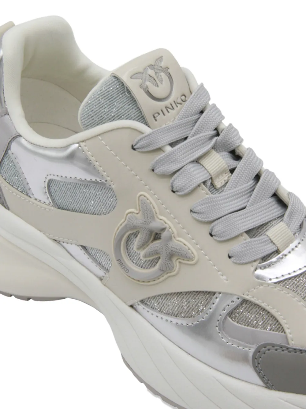 PINKO Ariel glitter-detail lace-up sneakers Grey