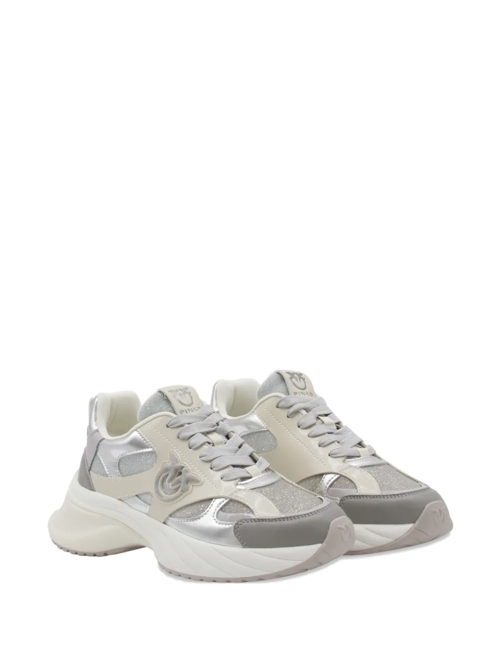 PINKO Ariel glitter-detail lace-up sneakers Grey