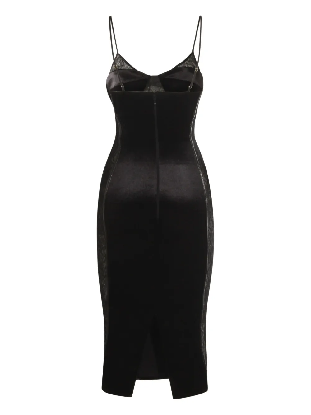 Elisabetta Franchi Velvet Lace Midi Dress In Black