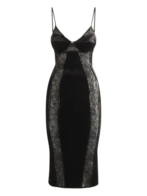 Elisabetta Franchi velvet lace-inserts midi dress