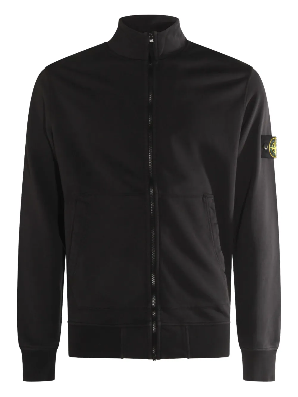 Stone Island zip-up logo-patch sweatshirt - ブラック Stone Island zip-up logo-patch sweatshirt - ブラック