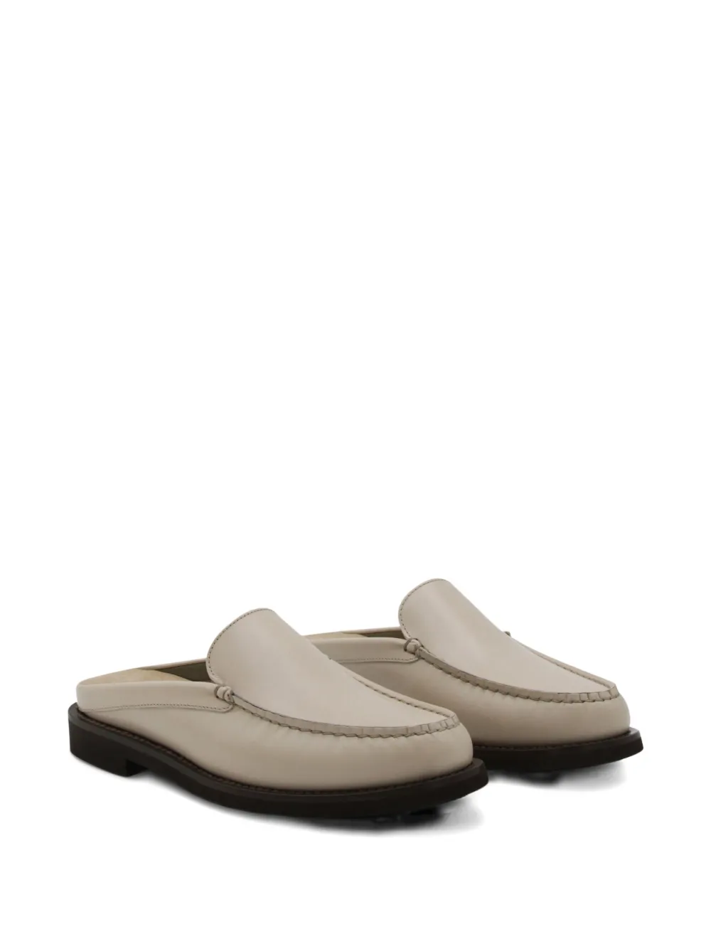 Brunello Cucinelli leather flat mules Neutrals