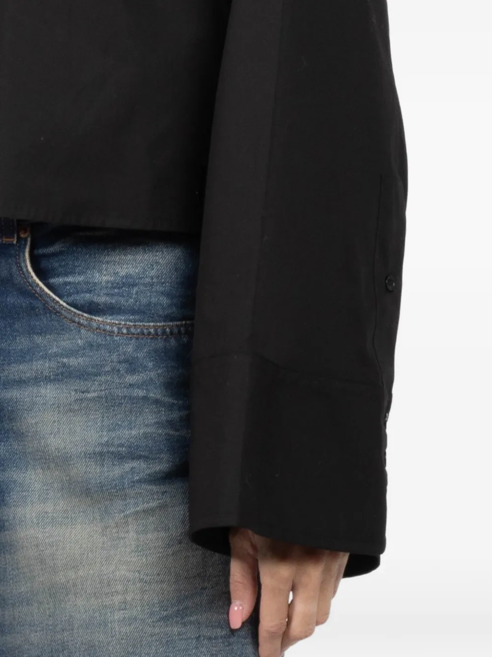 bell-sleeve cropped shirt