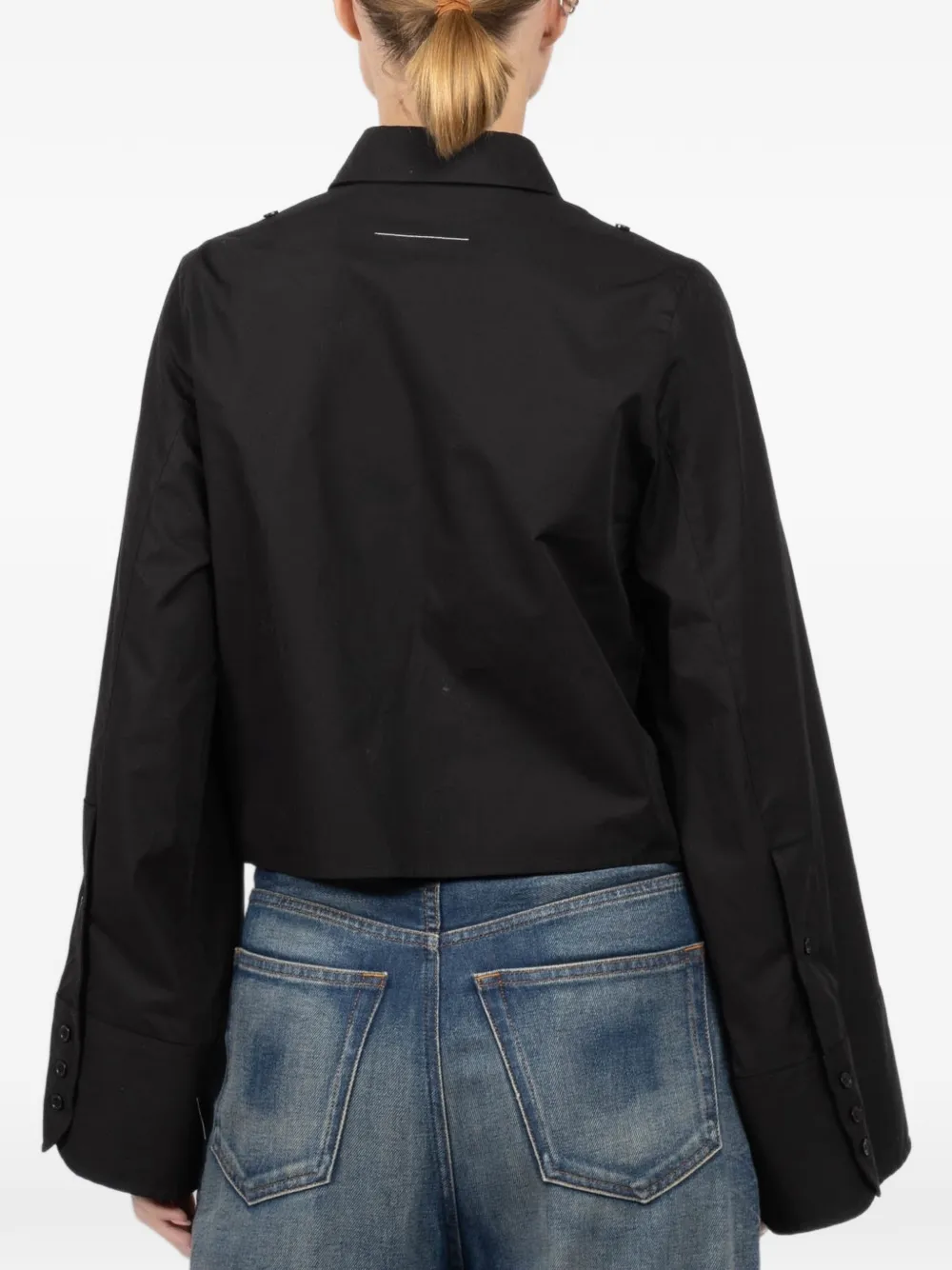 MM6 Maison Margiela Cropped blouse met klokmouwen Zwart
