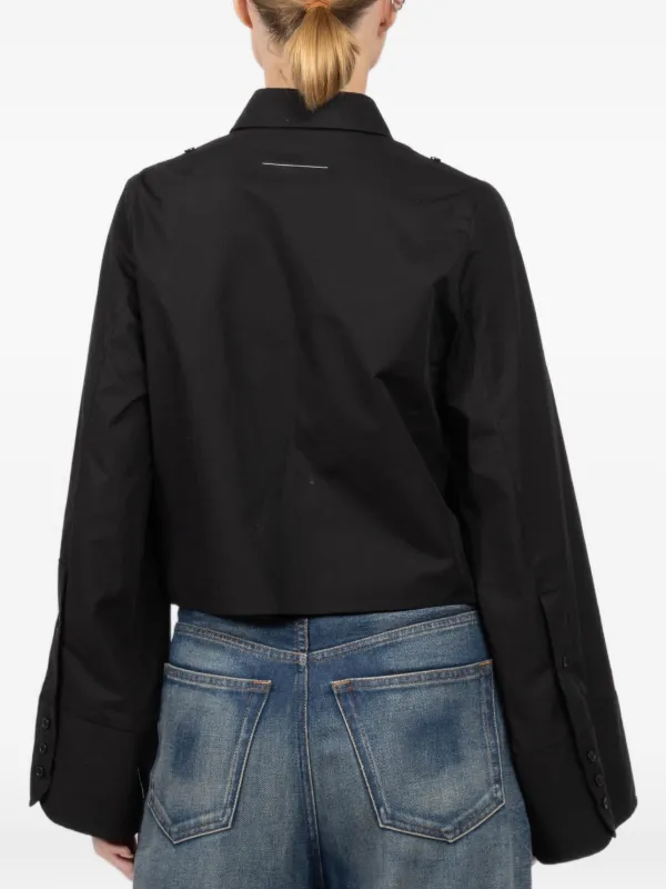 MM6 Maison Margiela bell-sleeve Cropped Shirt | Black | FARFETCH