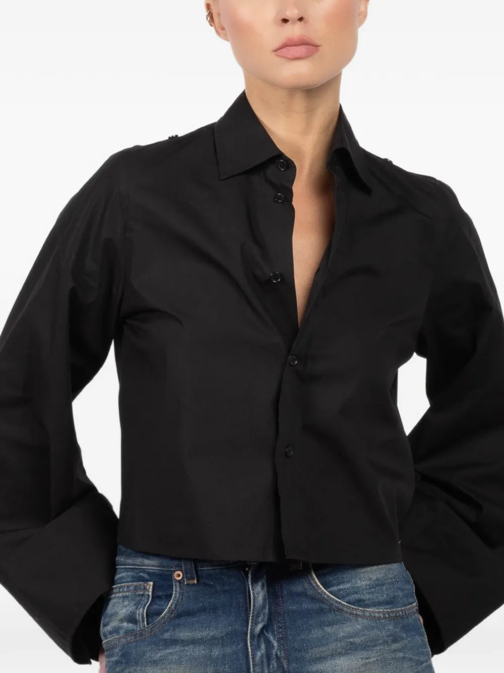 MM6 Maison Margiela Cropped blouse met klokmouwen Zwart