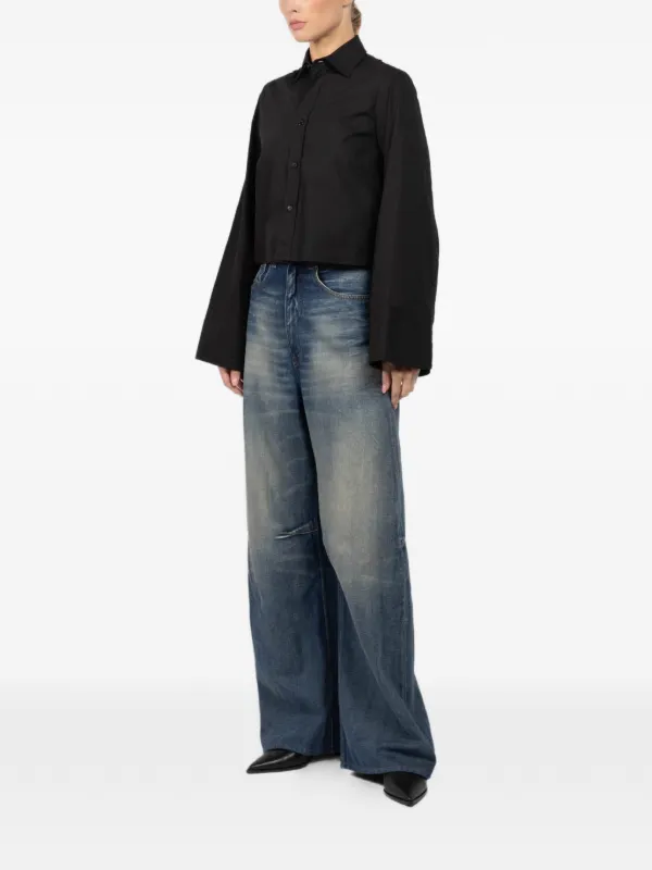 MM6 Maison Margiela トップス MM6 Maison Margiela bell-sleeve Cropped Shirt | Black | FARFETCH