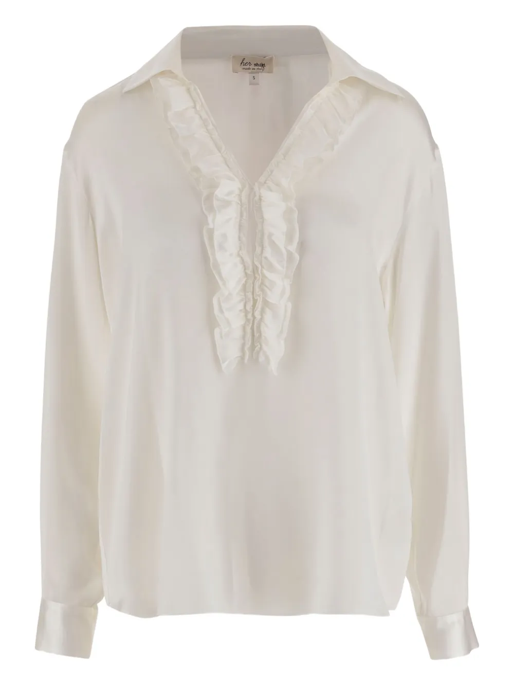 Her Shirt ruffle-detail silk-blend blouse | White | Image 1