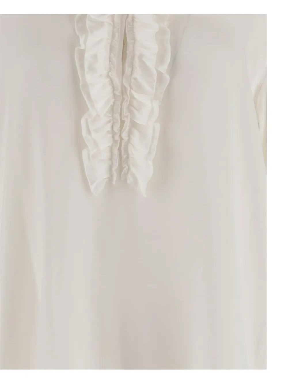 Her Shirt Ruffle-detail Silk-blend Blouse In Neutral