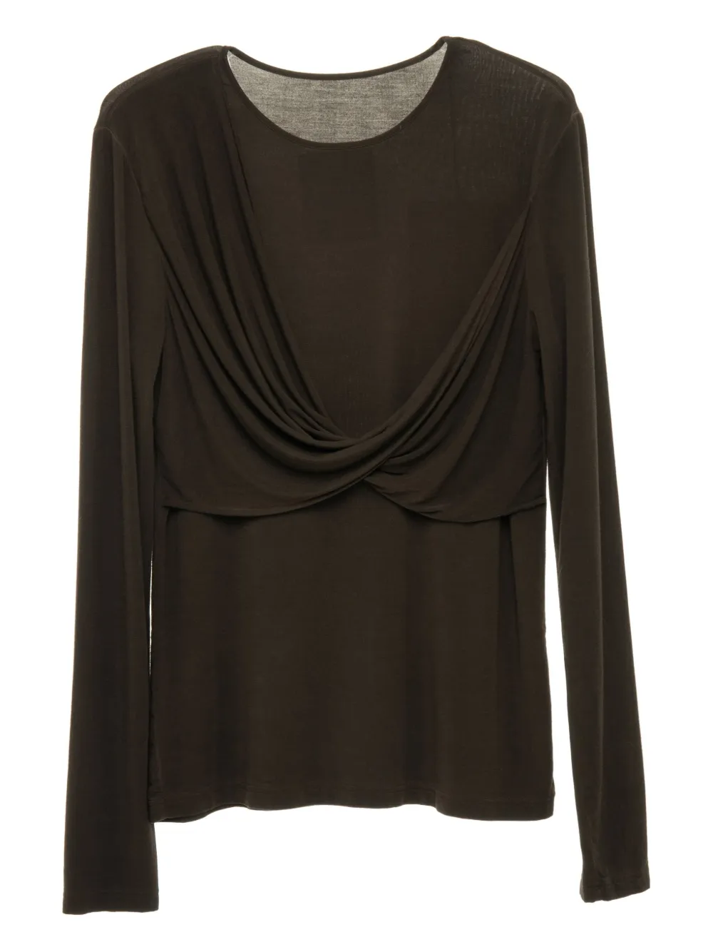 Uma Wang twist-front T-shirt - ブラウン Uma Wang twist-front T-shirt - ブラウン