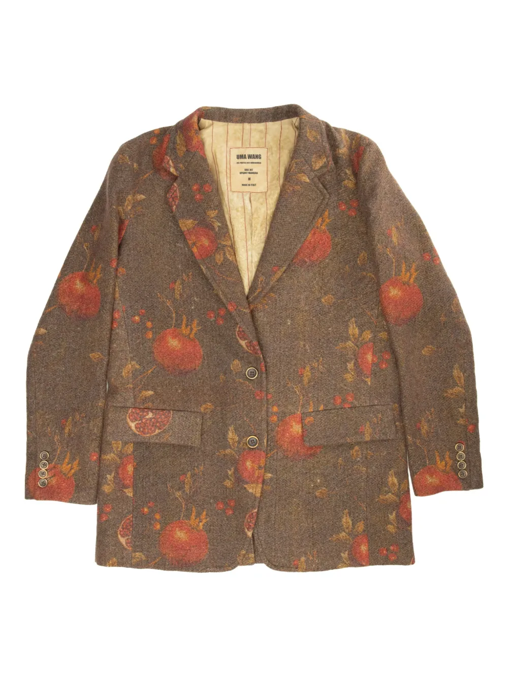 Uma Wang Kali pomegranate-print wool blazer - ブラウン Uma Wang Kali pomegranate-print wool blazer - ブラウン