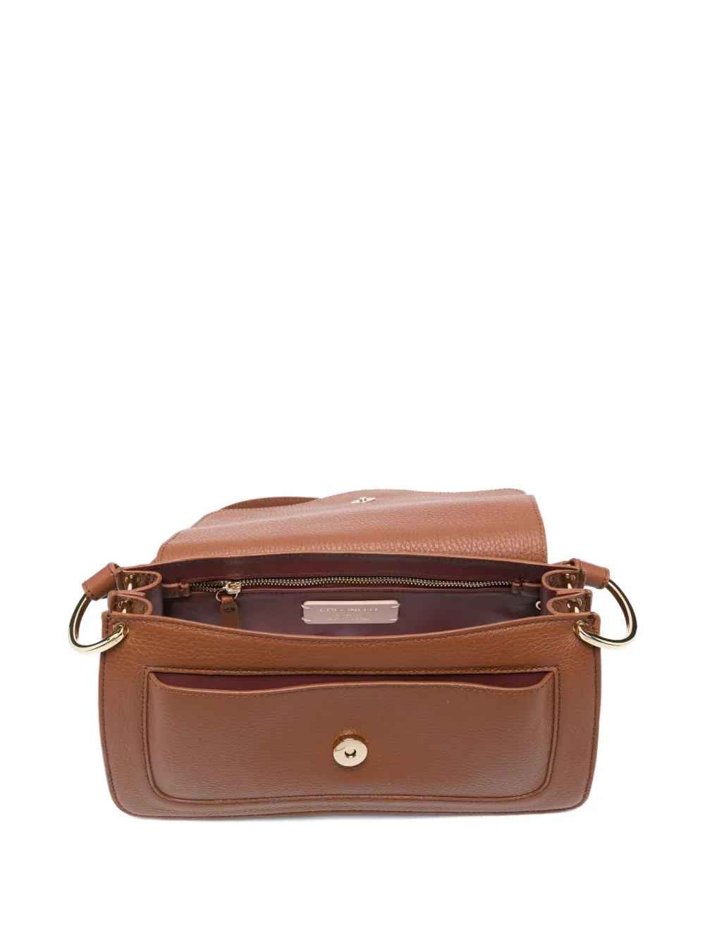 Coccinelle Medium C-me Leather Curved Shoulder Bag In Brown