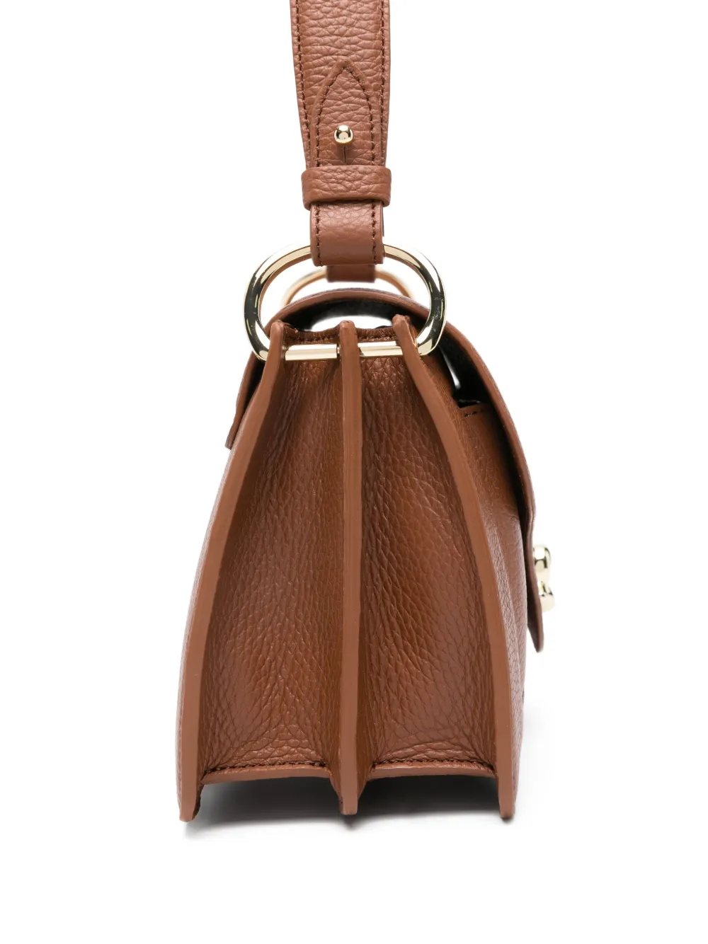 Coccinelle Medium C-me Leather Curved Shoulder Bag In Brown