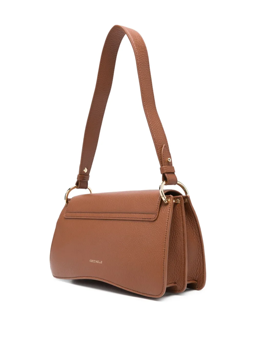 Coccinelle Medium C-me Leather Curved Shoulder Bag In Brown