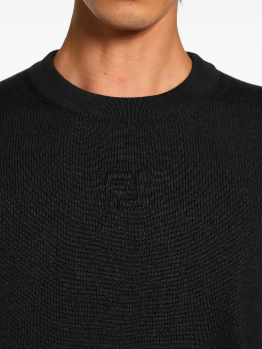 FENDI Trui met ronde hals en logo-reliëf Grijs