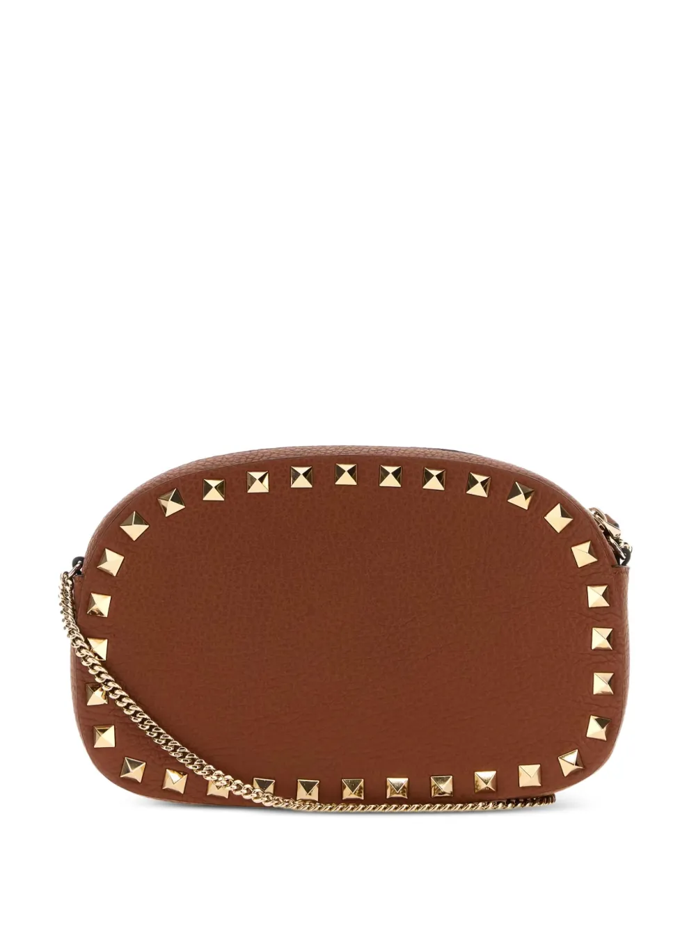 Valentino Rockstud Mini Grainy Leather Crossbody In Brown