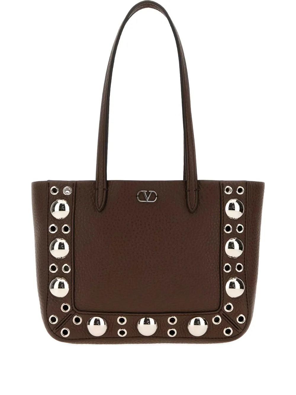 Valentino Garavani Nellcôte leather eyelet-embellished tote bag - ブラウン Valentino Garavani Nellcôte leather eyelet-embellished tote bag - ブラウン