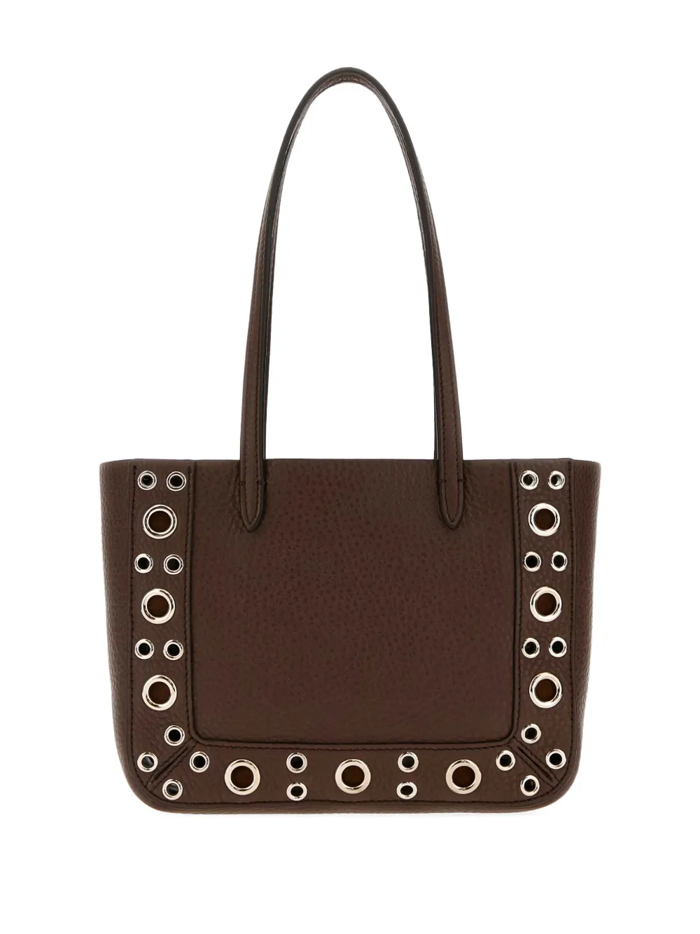 Valentino Garavani Nellcôte leather eyelet-embellished tote bag - Bruin