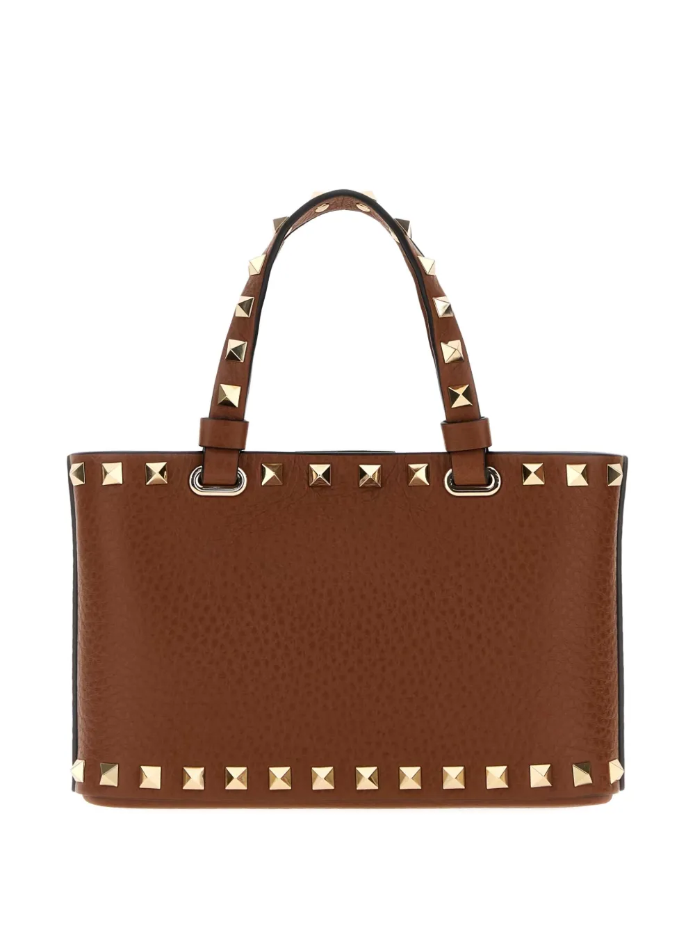 Valentino Garavani Rockstud leather tote bag - Bruin
