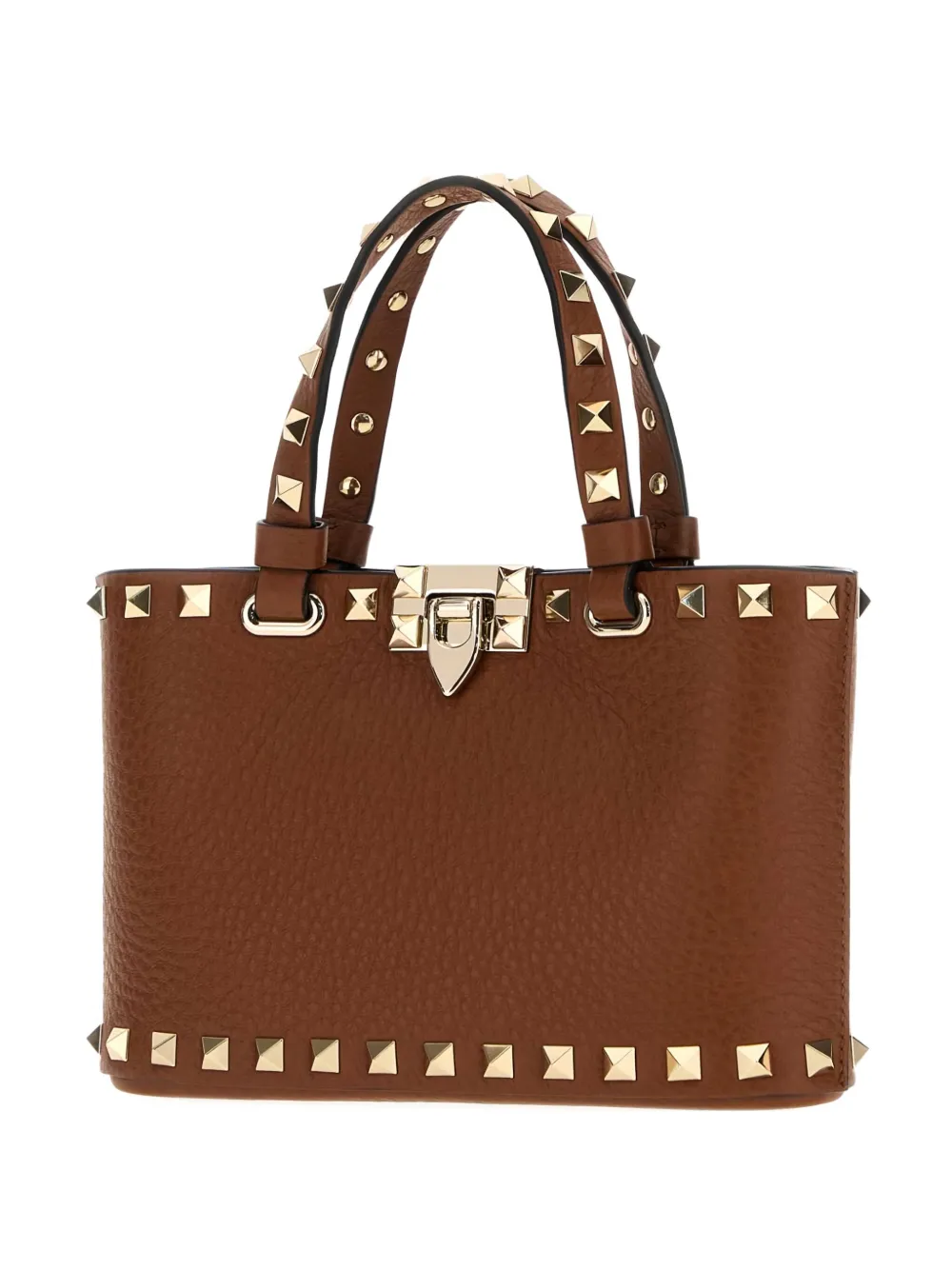Valentino Garavani Rockstud leather tote bag - ブラウン Valentino Garavani Rockstud leather tote bag - ブラウン
