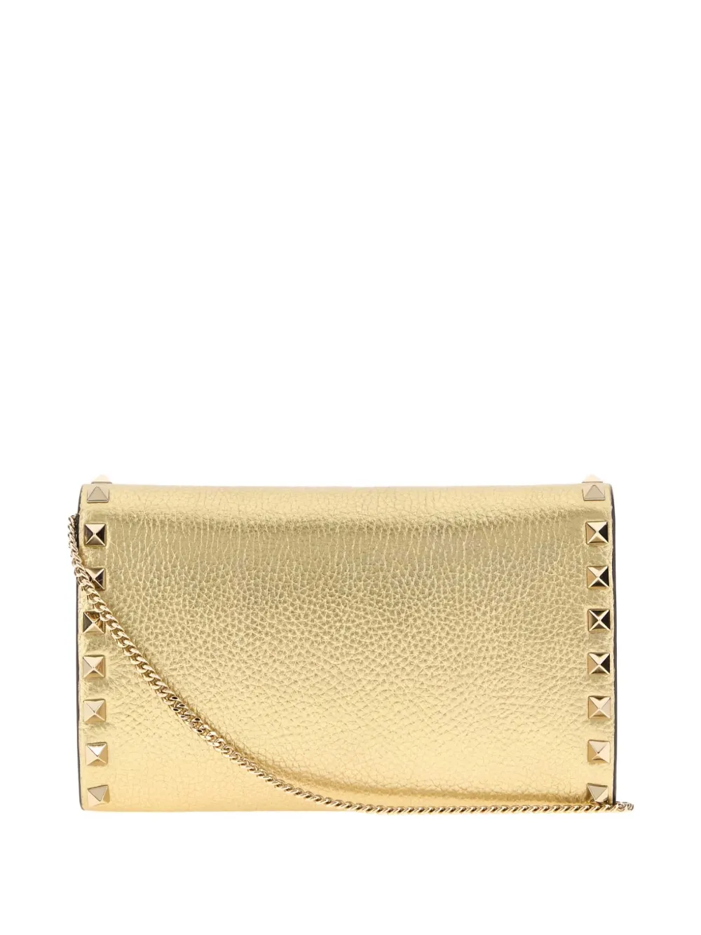 Valentino Garavani Rockstud leather clutch bag - Beige