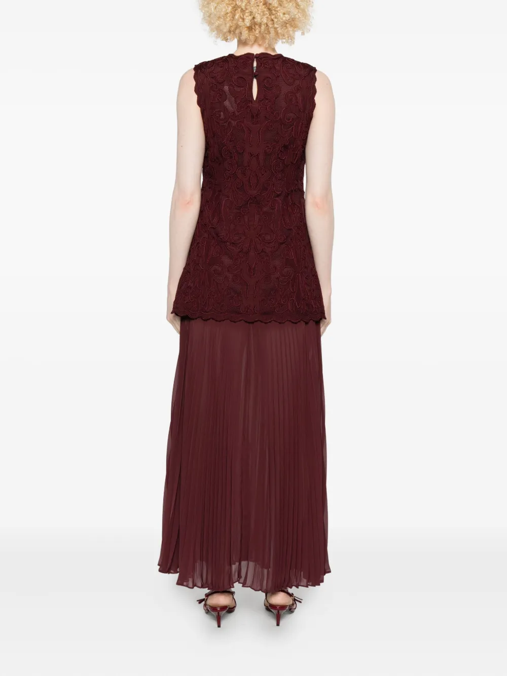 Ulla Johnson Auryn Applique Midi Dress In Burgundy