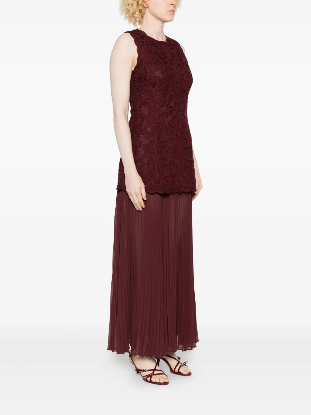 Ulla Johnson Auryn Applique Midi Dress In Burgundy