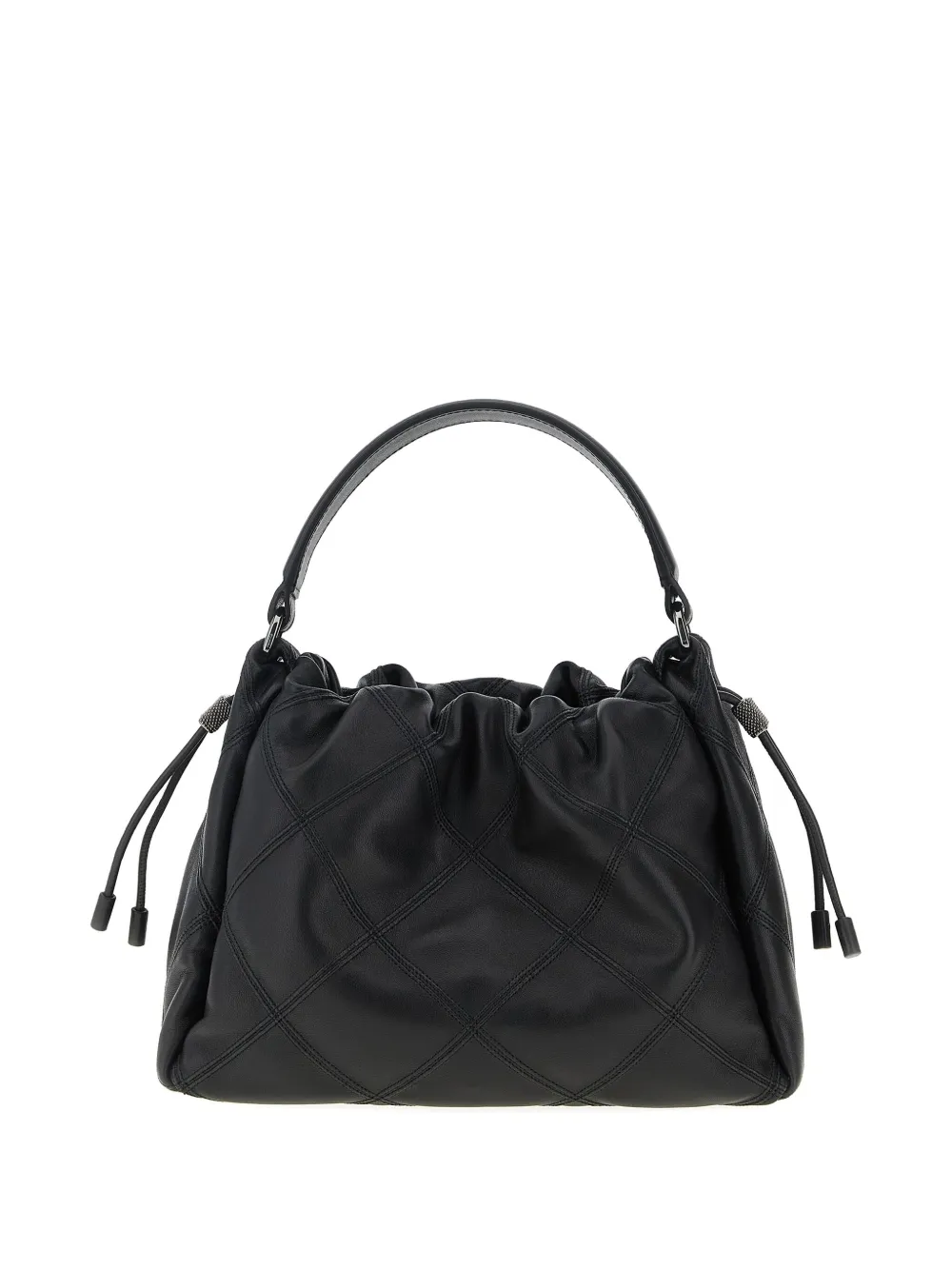Brunello Cucinelli Mellow kleine gewatteerde shopper met diamantpatroon - Zwart
