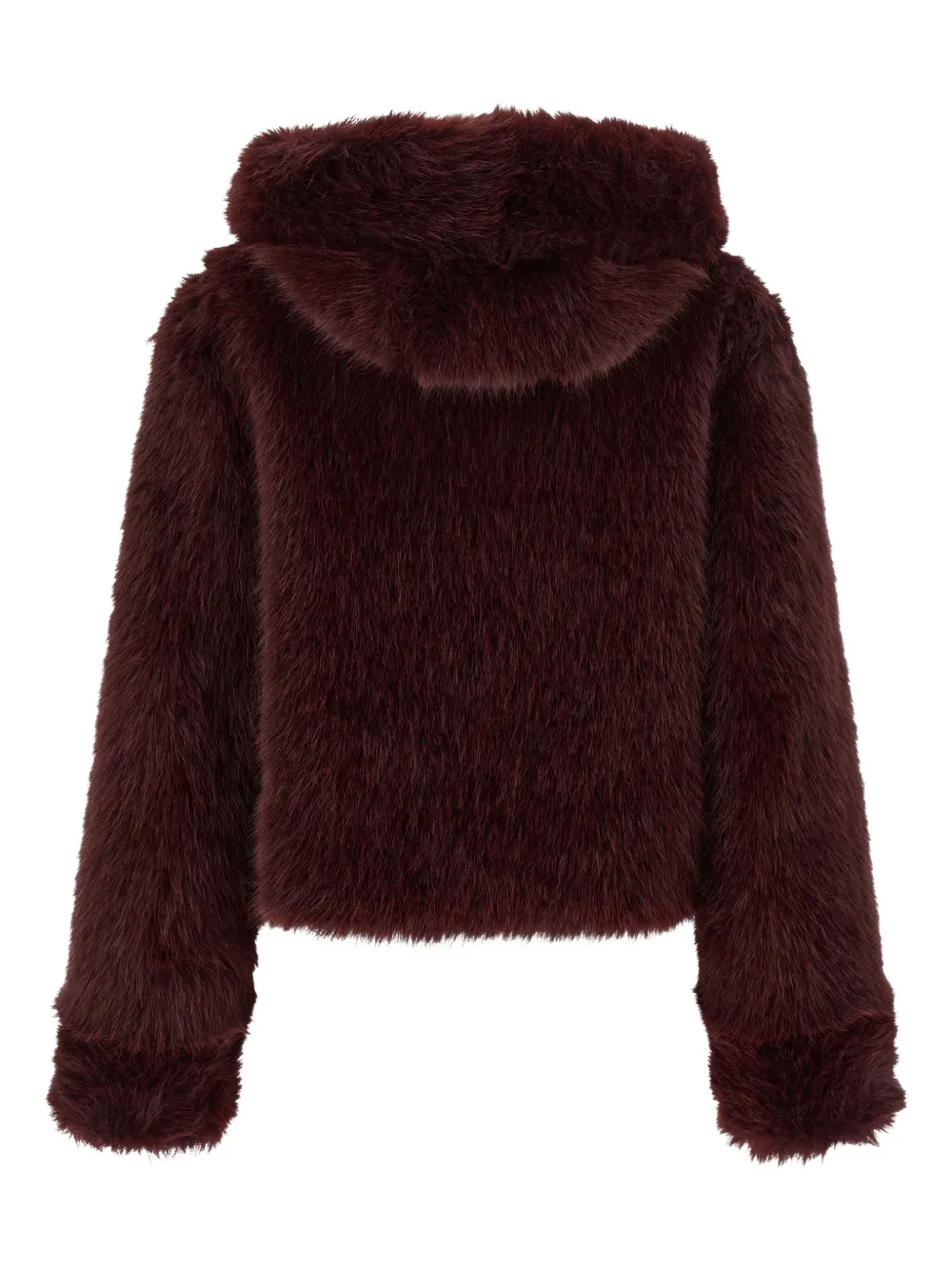 B&b Couture Cropped Faux Fur Jacket With Plush Texture In Brown