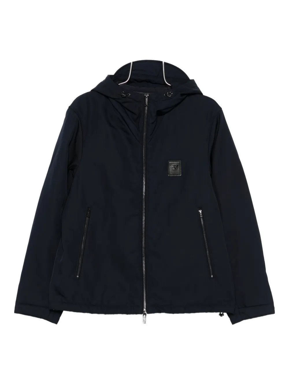 Emporio Armani hooded logo-patch jacket | Black | Image 1