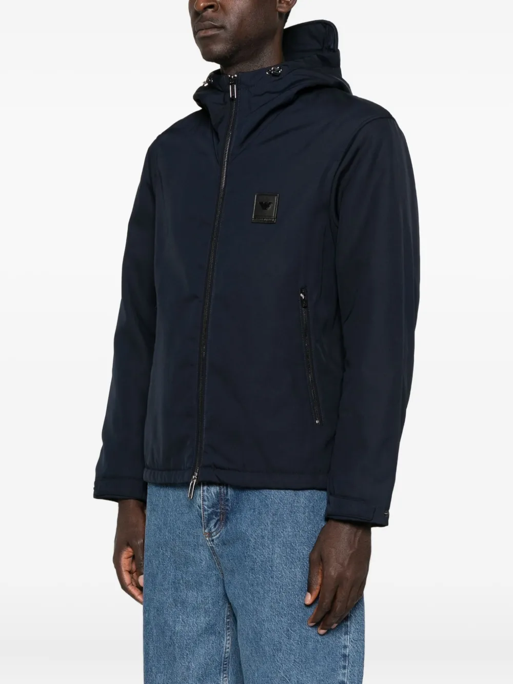Emporio Armani Jack met capuchon en logopatch Zwart