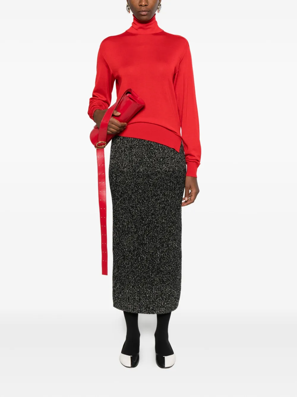 Jil Sander Turtleneck Knitted Sweater In Red