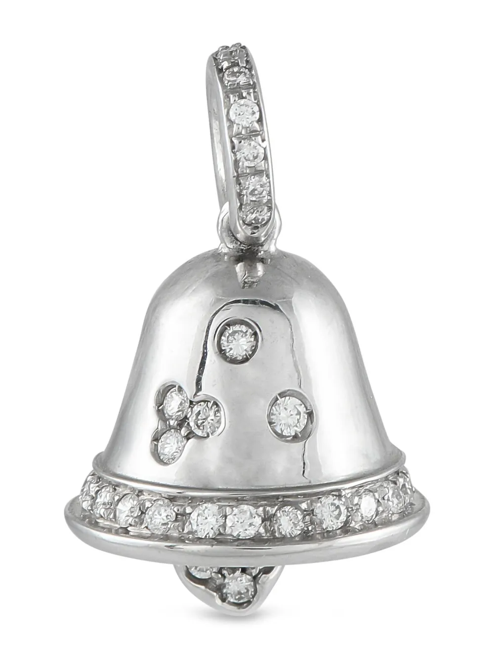 Pre-owned Aaron Basha 18k White Gold Diamond Bell Pendant