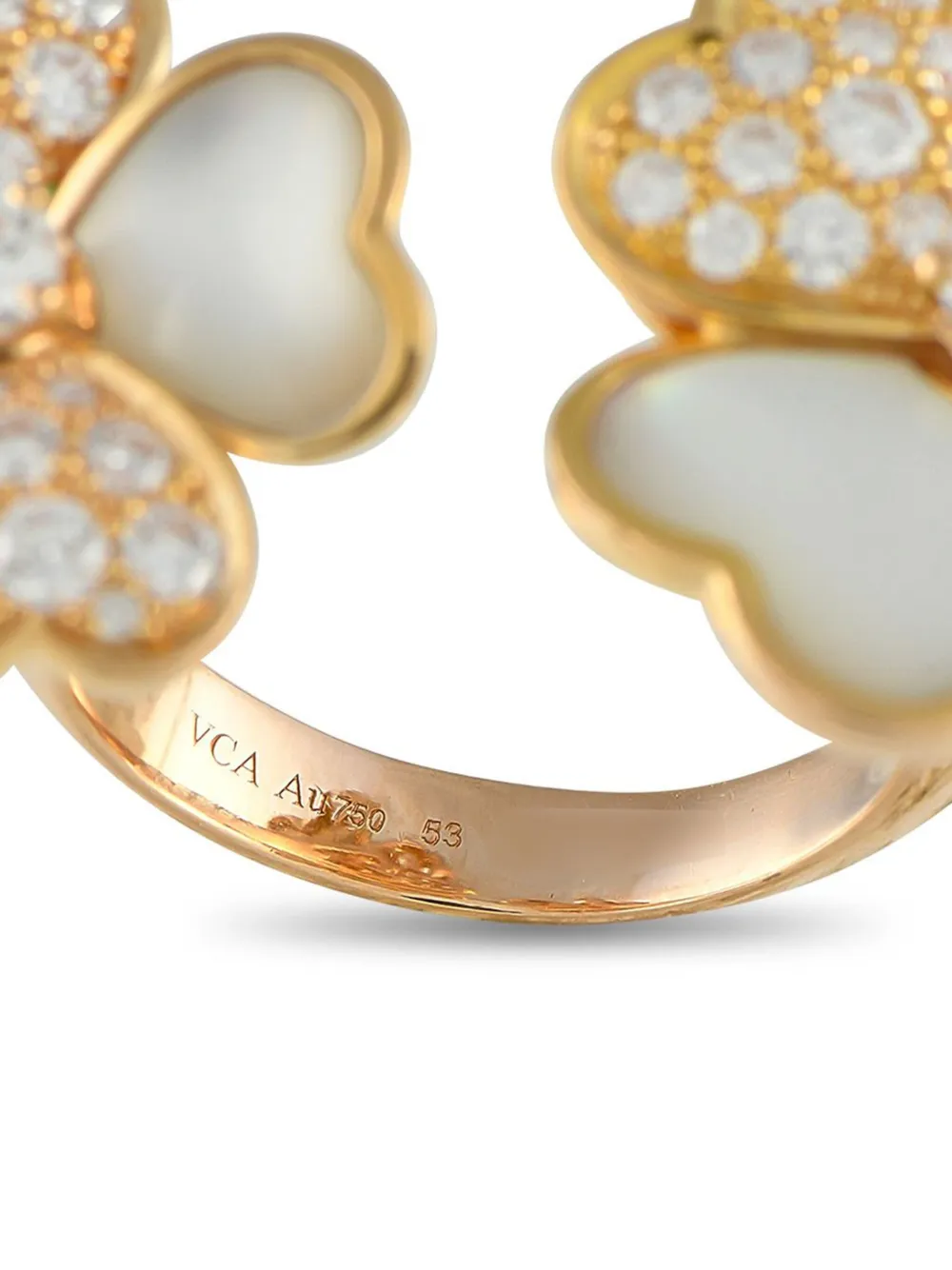 Pre-owned Van Cleef & Arpels 18k Rose Gold Cosmo Diamond And Mother Of Pearl Ring In Yellow