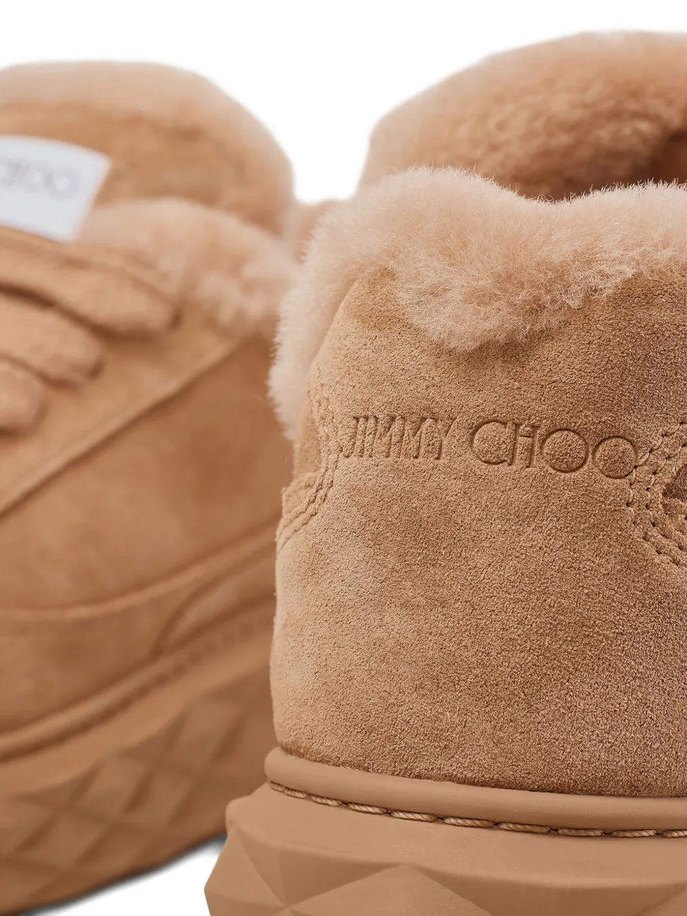 Jimmy Choo Diamond Maxi Retro Suede-shearling Sneakers In Brown