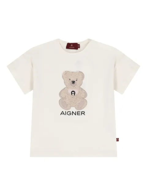 Aigner Kids teddy bear-appliqué logo T-shirt