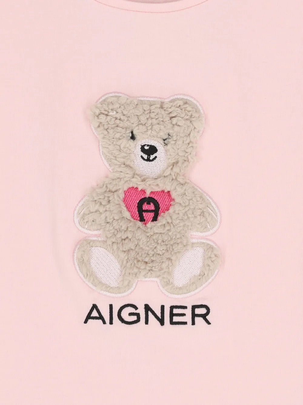 Aigner Kids T-shirt met teddybeer-applicatie en logo Roze